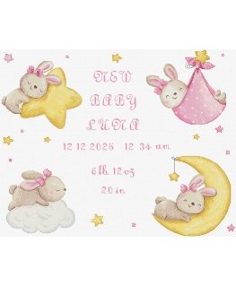 Letistitch Kryželiu siuvinėjimo rinkinys „Baby Girl record“ 41x33cm SLETIL9943