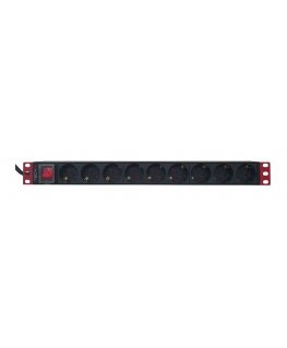 Techly I-CASE STRIP-91UD maitinimo paskirstymo įrenginys 9 AC išvestis(ys / čių) 1U Juoda, Raudona