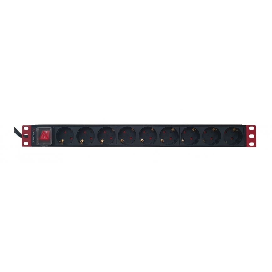 Techly Power Strip 9 Places for 19" Rack with Schuko Plug Switch 1U