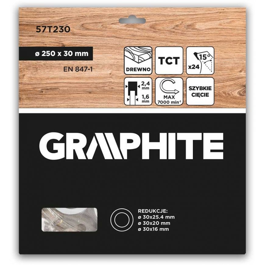Grafiit Diskinio saagide ketas, kõvasulam, 250 x 30 mm, 24 hammast – 2