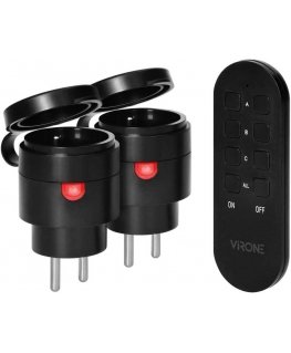 Orno Belaidžių MINI Schuko розеток комплект, управляемый дистанционно 2+1, 2300 Вт, IP44