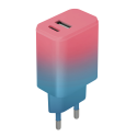 Зарядное устройство Setty USB + USB-C 20W LSIG-AC-20 розово-голубой градиент Зарядное устройство Setty USB + USB-C 20W LSIG-AC-20 розово-голубой градиент