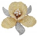 Luxury double-sided flower-shaped brooch in gold