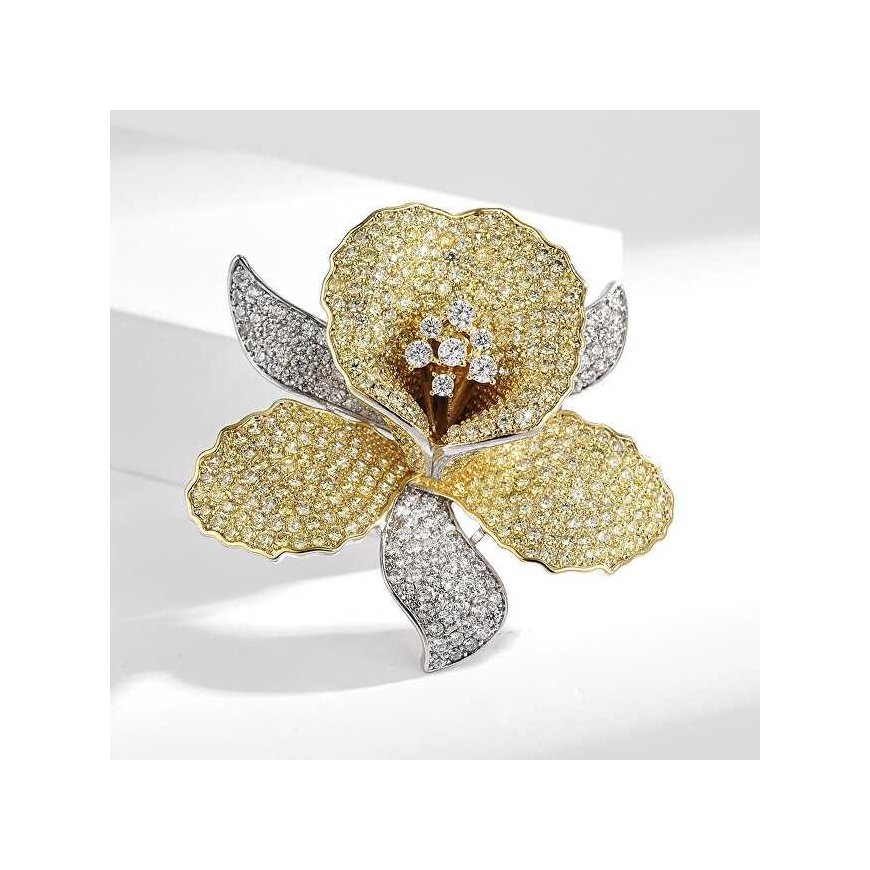 Luxury double-sided flower-shaped brooch in gold – 2
