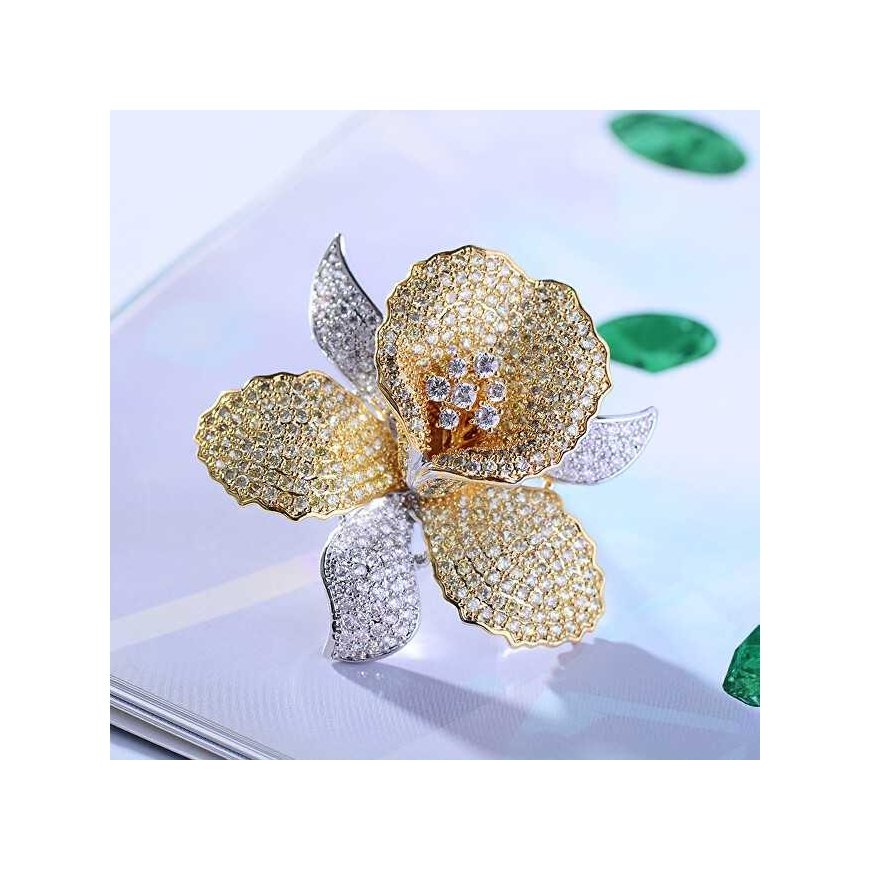 Luxury double-sided flower-shaped brooch in gold – 3