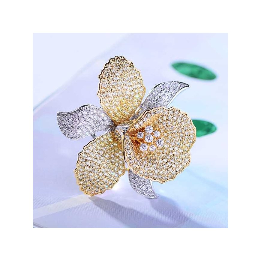 Luxury double-sided flower-shaped brooch in gold – 4