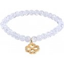 Crystal bead bracelet with a clover leaf made of cracked crystal Crystal bead bracelet with a clover leaf made of cracked crystal