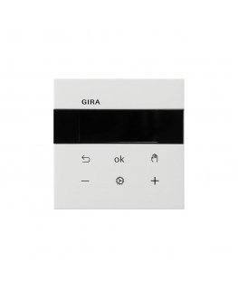 Gira S3000 telpas temperatūras regulators Bluetooth plāksnes slēdzis tīri balts spīdīgs