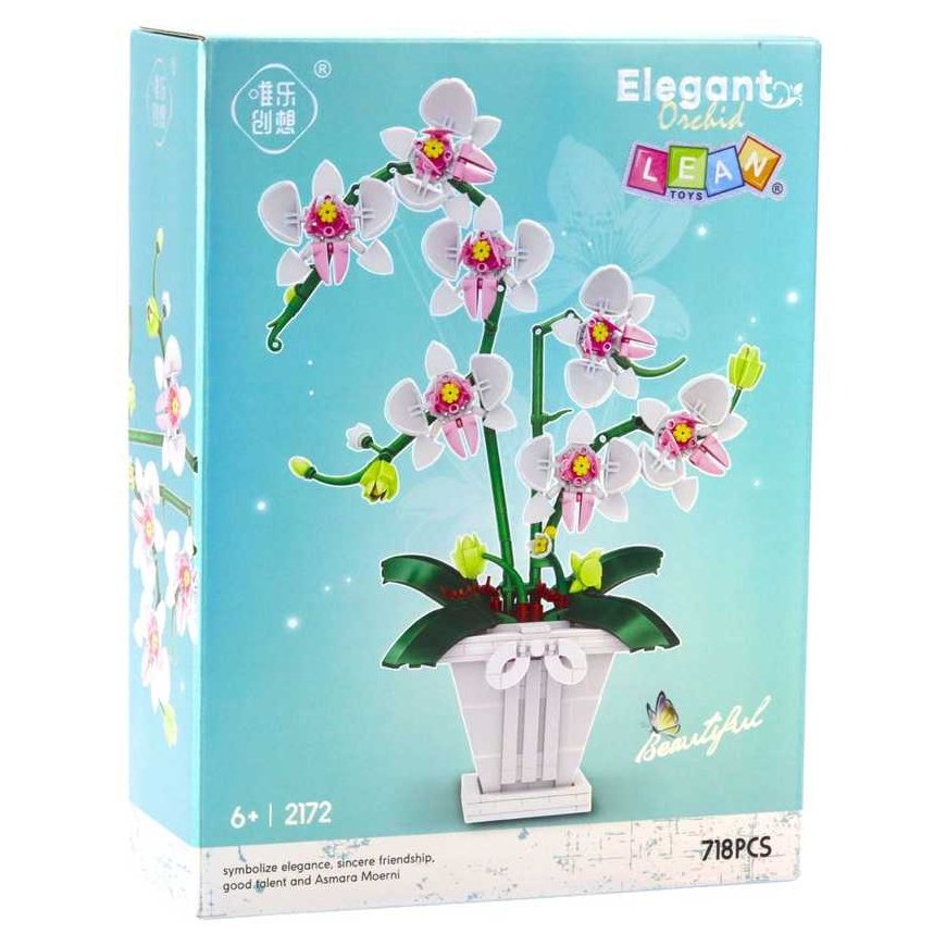 Lean Toys Konstruktora bloku komplekts 'Elegantā orhideja' (718 detaļas) – 3