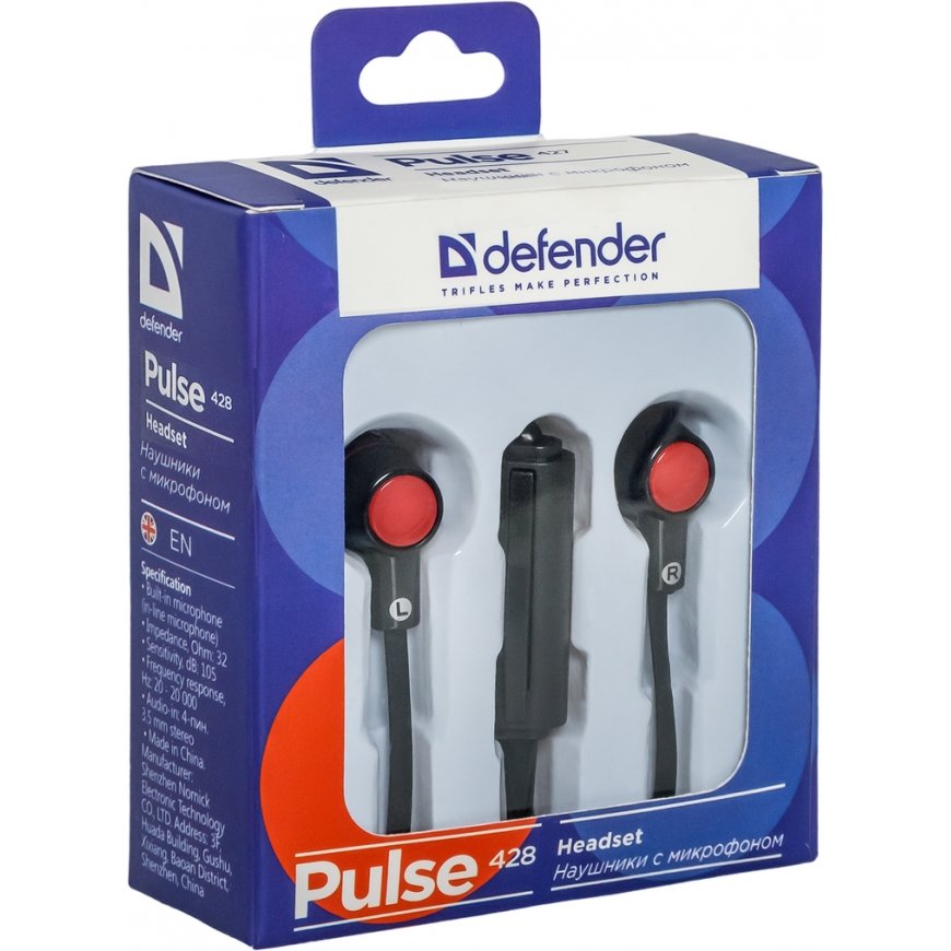 Defender Pulse-428 Headset Wired In-ear Black, Red – 2