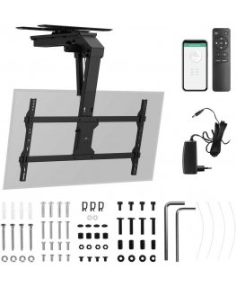 Electric TV mount Maclean, ceiling-mounted, compatible with Tuya, max. VESA 800x400, horizontal adjustment +90°~-90°, for TVs 43