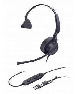 Yealink UH42 Mono UC USB-C/A Гарнитура Проводная Оголовье Calls/Music USB Type-C / USB Type-A Черный