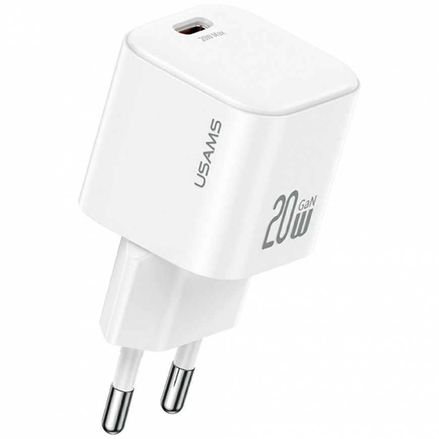 Lādētājs USAMS JO sērija CC260 20W USB-C + 1m USB-C/USB-C kabelis baltā krāsā
