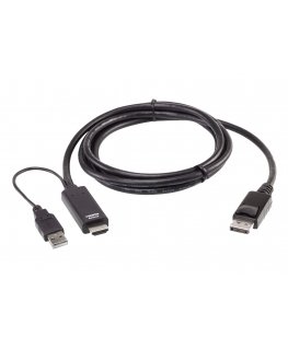 ATEN 2L-7D02HDP videokaapeli-adapteri 1,8 m HDMI + USB DisplayPort musta