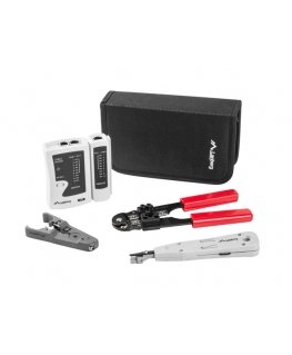 Lanberg KIT DE HERRAMIENTAS PARA REDES NT-0301 - TESTER - PELACABLES - CRIMPADORA - HERRAMIENTA DE I
