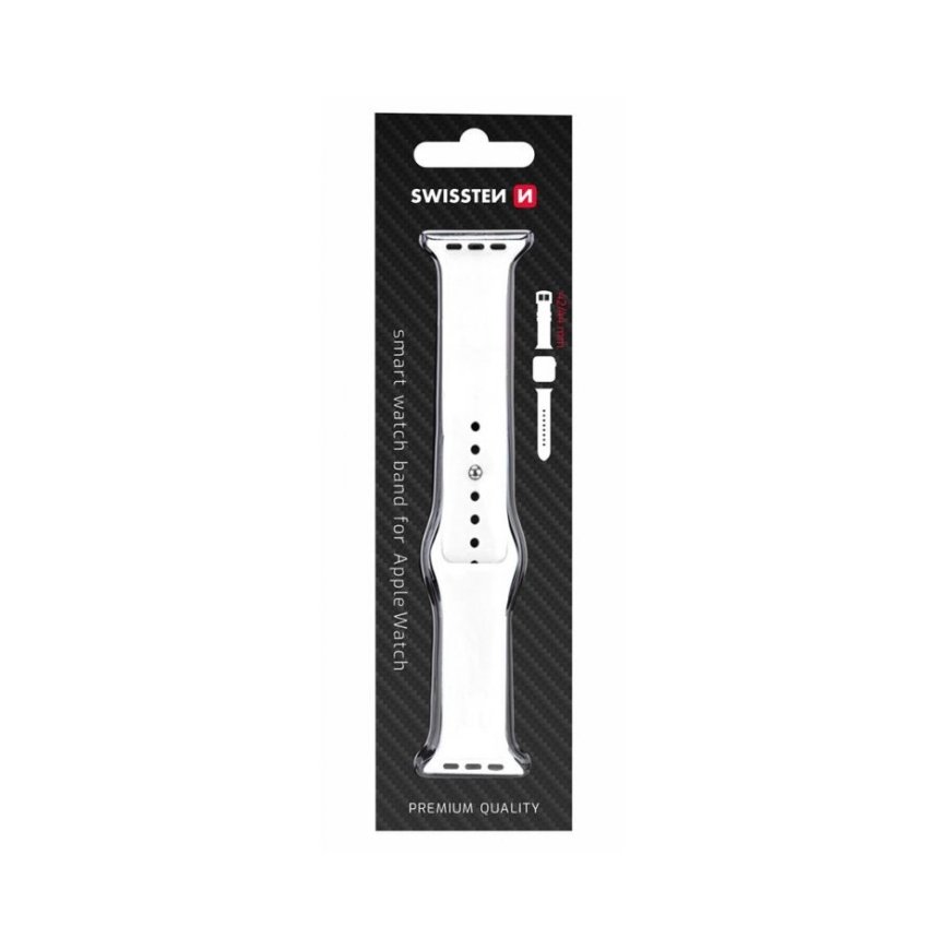 Swissten Silicone Band for Apple Watch 42-44mm White - 8595217477162 Ремешок часов – 2