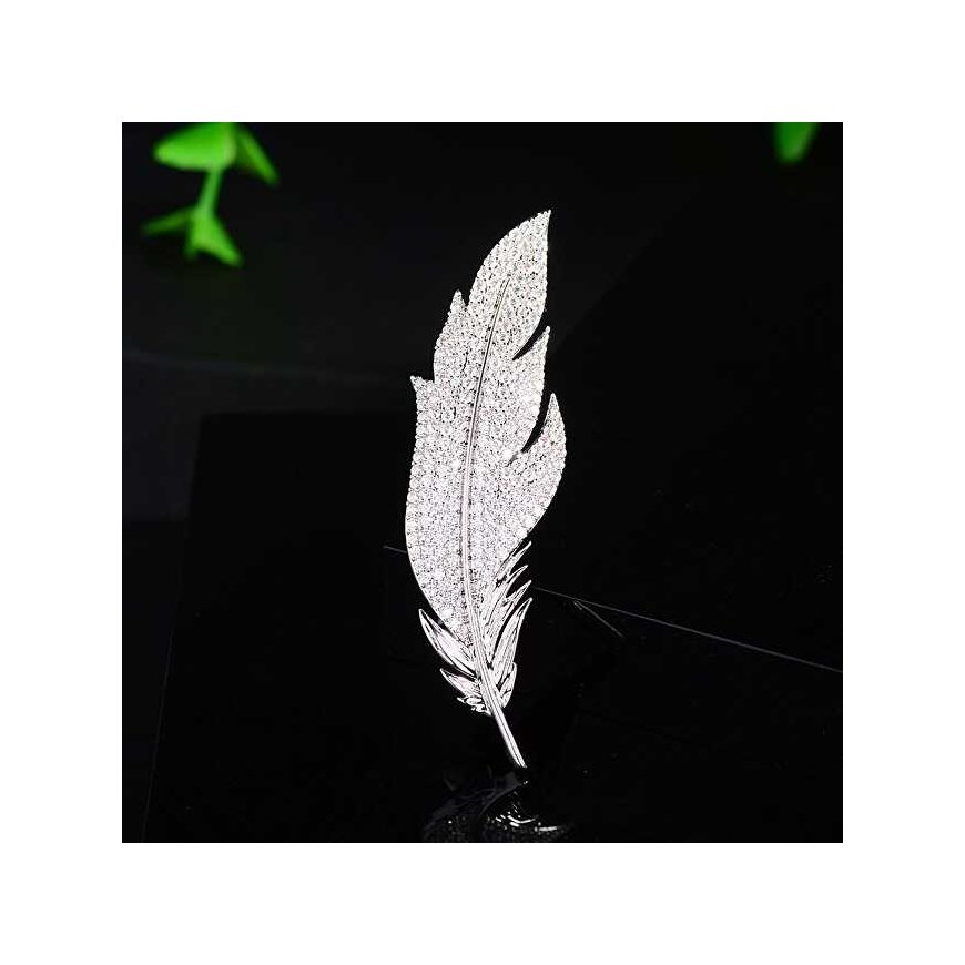 Troli Feather brooch with clear crystals Gold – 2