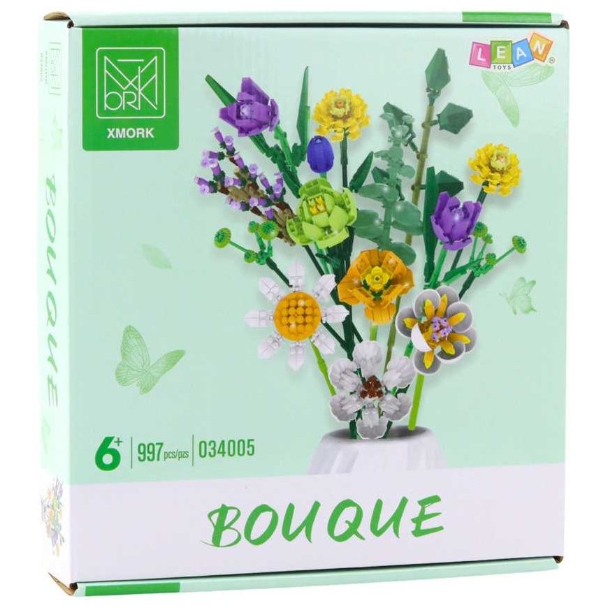 Lean Toys Constructor Set for Decorative Flower Bouquet, 997 pcs. – 4