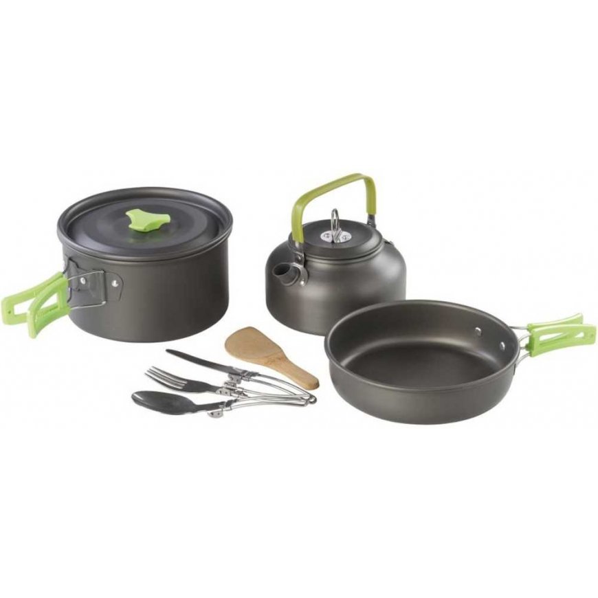 MEVA Camping cutlery, kettle, pot, frying pan, cutlery, set for 2 persons – 2
