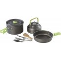 MEVA Camping cutlery, kettle, pot, frying pan, cutlery, set for 2 persons MEVA Camping cutlery, kettle, pot, frying pan, cutlery, set for 2 persons