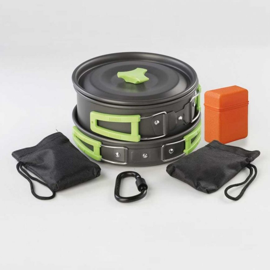 MEVA Camping cutlery, kettle, pot, frying pan, cutlery, set for 2 persons – 3