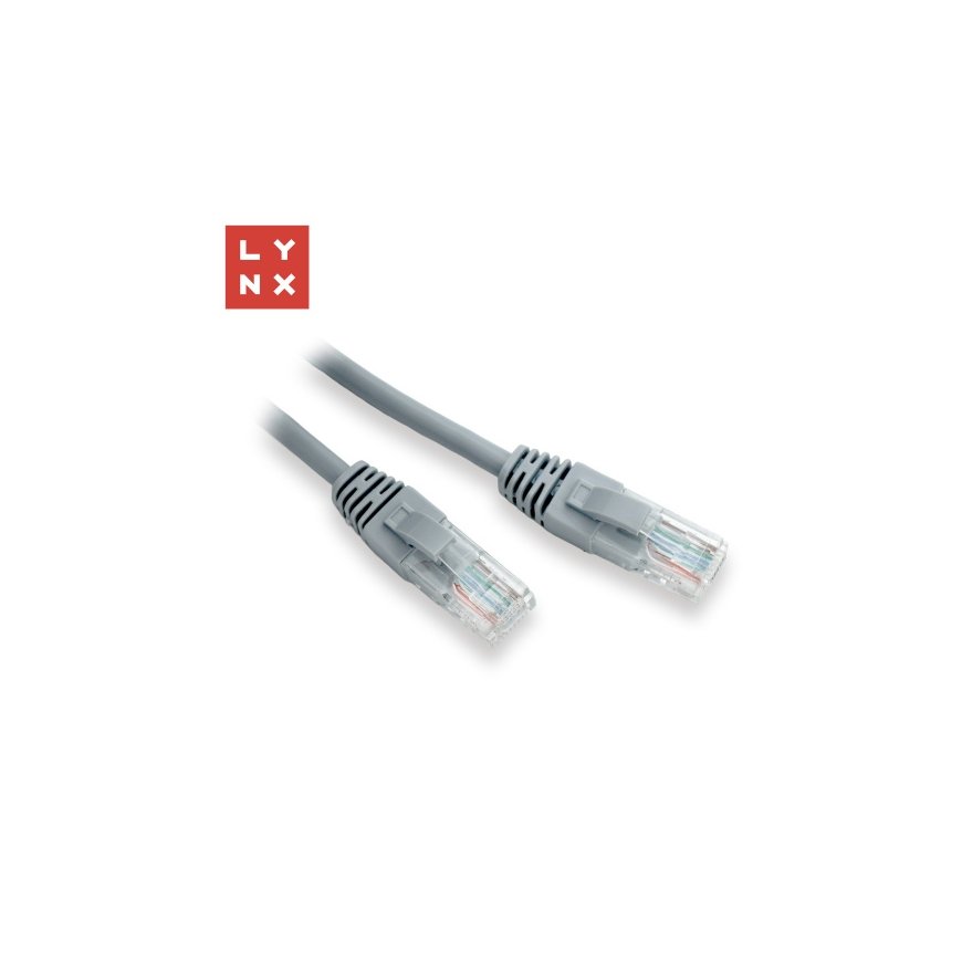 LYNX UTP patch cable Cat5e, PVC, CCA, 1m, gray (pack contains 10 pcs)