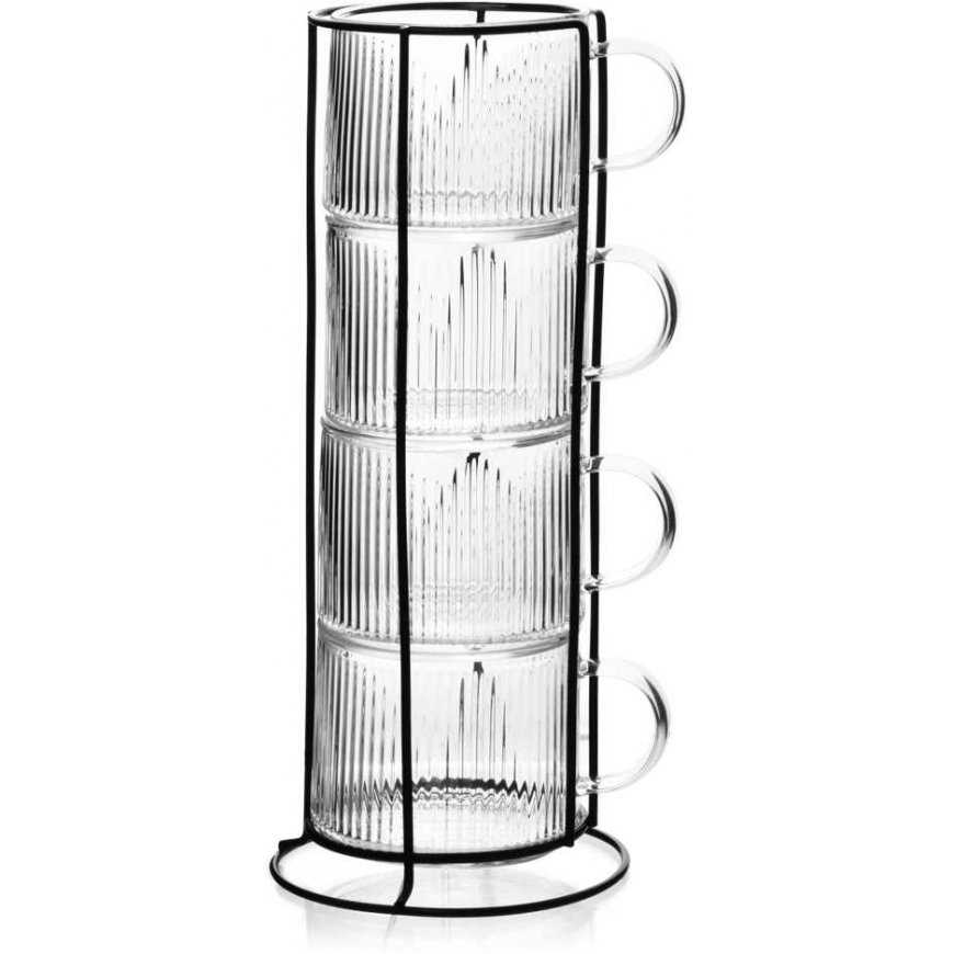 Allesken PETER Komplet 4 puodelių ant stovo 350ml