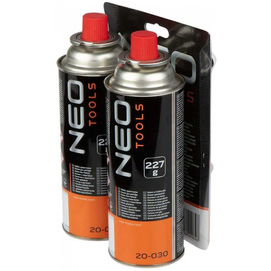 Neo Tools Adjustable Gas Torch + 2 Butane Gas Cartridges, 227g – 3