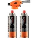 Neo Tools Adjustable Gas Torch + 2 Butane Gas Cartridges, 227g Neo Tools Adjustable Gas Torch + 2 Butane Gas Cartridges, 227g