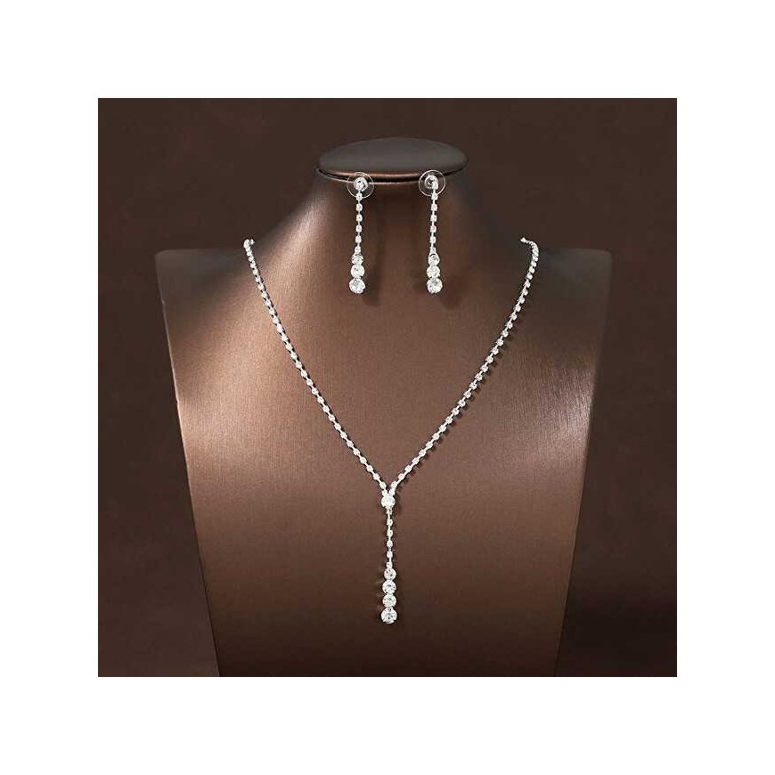 Troli Elegantne naiste ehtekomplekt selgete kristallidega (kaelakee, kõrvarõngad) – 3