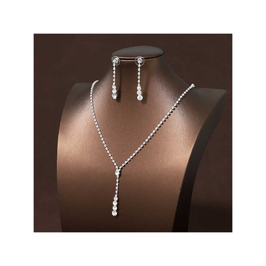 Troli Elegantne naiste ehtekomplekt selgete kristallidega (kaelakee, kõrvarõngad) – 4