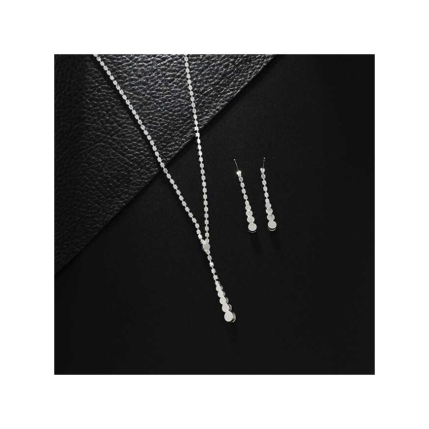 Elegant women's jewelry set with clear crystals (necklace, earrings) – 5