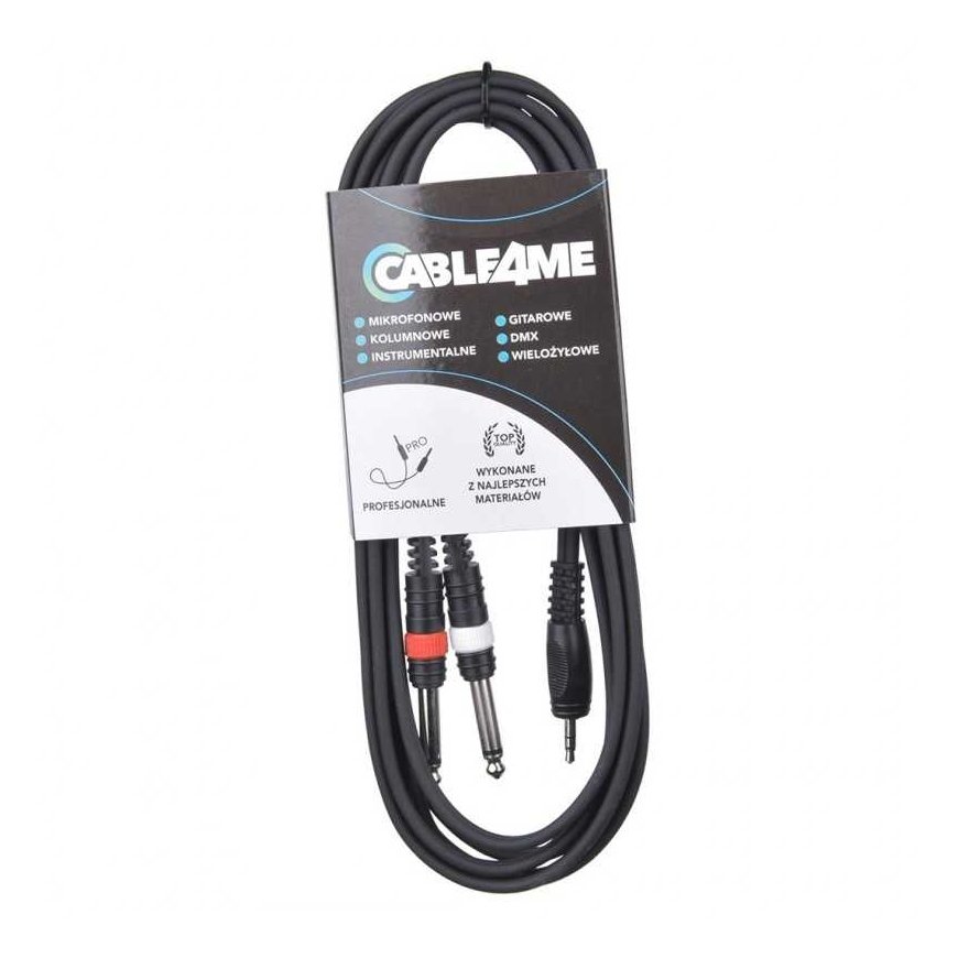 Jack CABLE4ME mini jack 3.5 mm stereo - 2 x mono jack 6.3 mm audio signal cable 6 m – 2