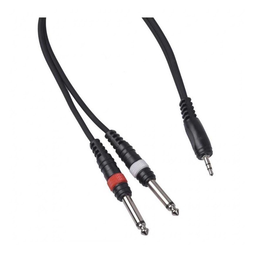 Jack CABLE4ME mini jack 3.5 mm stereo - 2 x mono jack 6.3 mm audio signal cable 6 m – 3