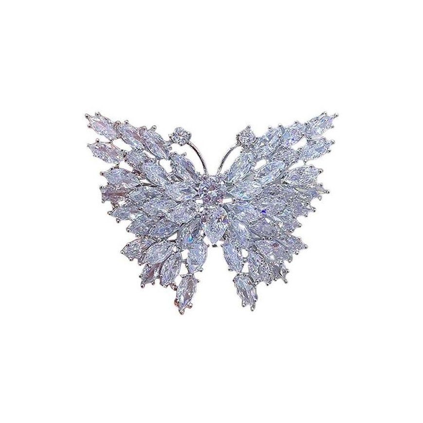 Troli Glittering Butterfly Brooch Silver