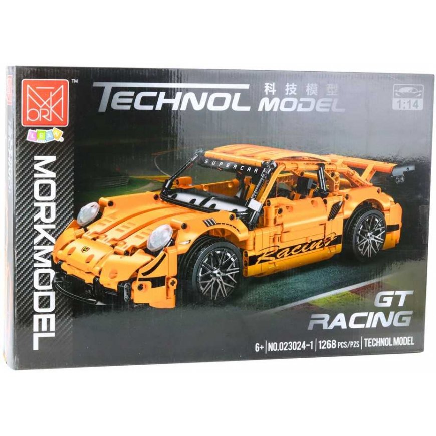 Lean Toys Konstruktorius urheiluauto GT Racing 1:14, 1268 osaa, oranssi – 5
