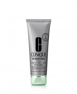 Clinique All About Clean 2-in-1 Charcoal Mask + Scrub Valomoji kaukė Moteriškas 100 ml Kreminė