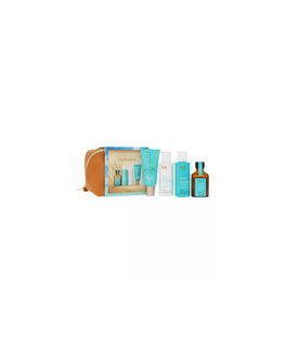 Moroccanoil reisimiskomplekt: Šampoon 70ml + Konditsioneer 70ml + Ravi 25ml + Kätekreem 40ml + Kott