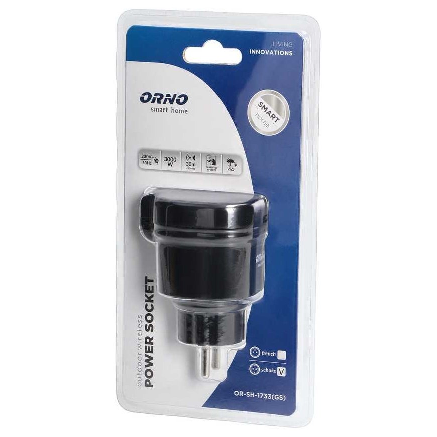 Wireless controlled external power socket with radio receiver, IP44, ORNO Smart Home, Schuko – 2