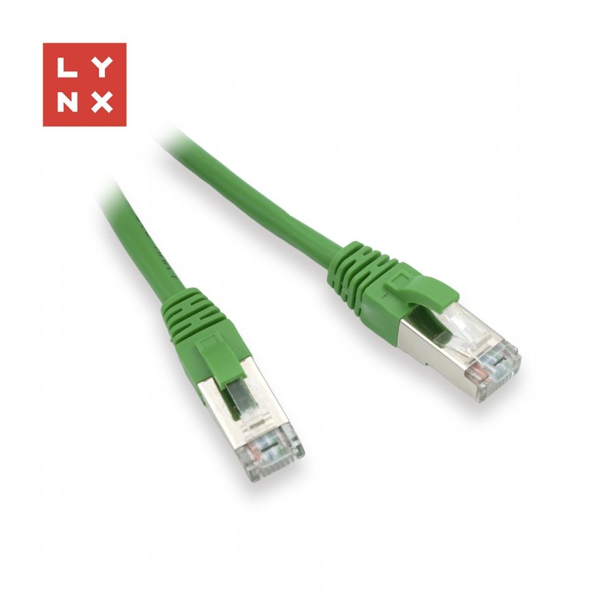 LYNX FTP jungiamasis kabelis Cat5e PVC, CCA, 1m, žalias (pakuotėje 10 vnt.)