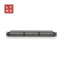 LYNX 19" patch panel 24-port, FTP Cat6a, 50µ, shielded, black