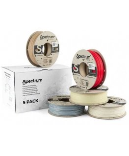Spectrum 3D lanka, PLA-erikoislanka, 1,75 mm, 5x250 g, 80754, sekoitus Stone Light, Stone Dark, Thermoactiv Punainen, Wood Tammi