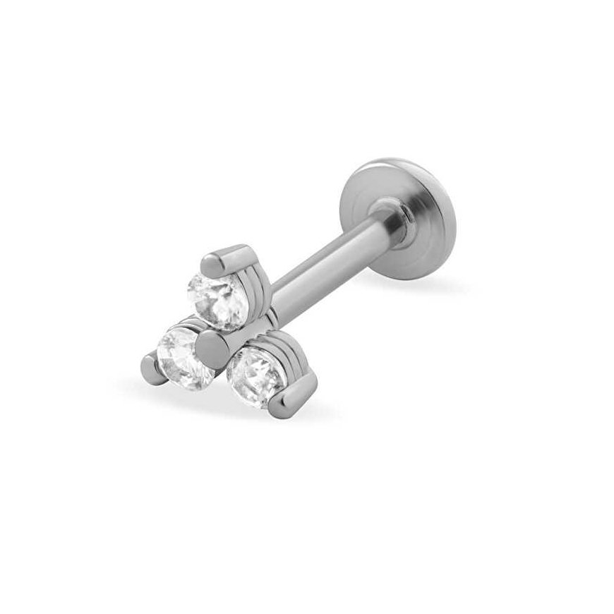 Shiny steel labret with crystals – 2