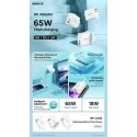 Tinklo įkroviklis 65W USB + USB-C Remax Kiddy Series RP-U125 baltos spalvos Tinklo įkroviklis 65W USB + USB-C Remax Kiddy Series RP-U125 baltos spalvos