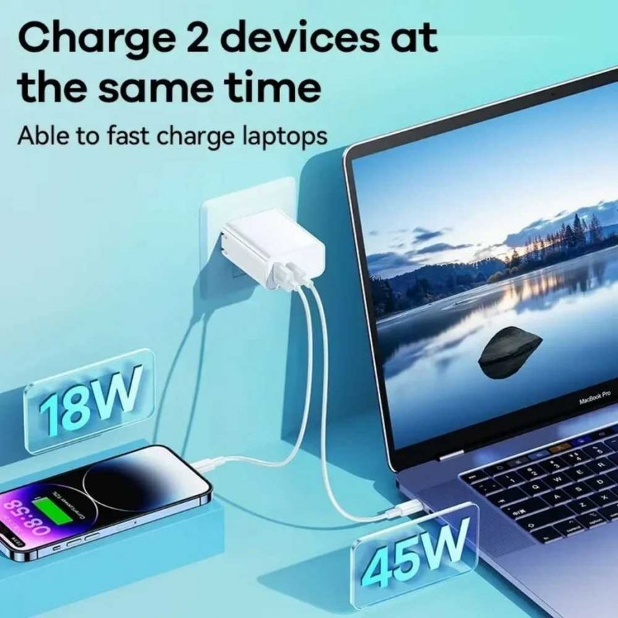 Network charger 65W USB + USB-C Remax Kiddy Series RP-U125 in white color – 3
