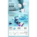 Network charger 65W USB + USB-C Remax Kiddy Series RP-U125 in white color Network charger 65W USB + USB-C Remax Kiddy Series RP-U125 in white color