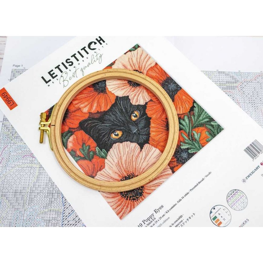 Letistitch ristipistokitti "Poppien silmät" 24x24 cm SLETIL9949 – 4