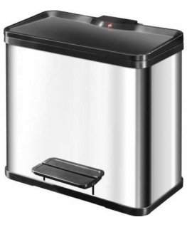 Hailo eco trio plus L 0633-200 Trash can 27 l Stainless steel (W x H x D) 470 x 430 x 340 mm Silver, Black Foot pedal mechanism 