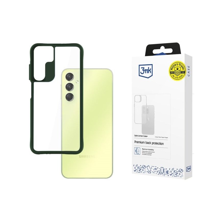 3MK Satin Armor Case+ Green pro Samsung Galaxy A25 5G mobile phone case 16.5 cm (6.5") Cover Green,