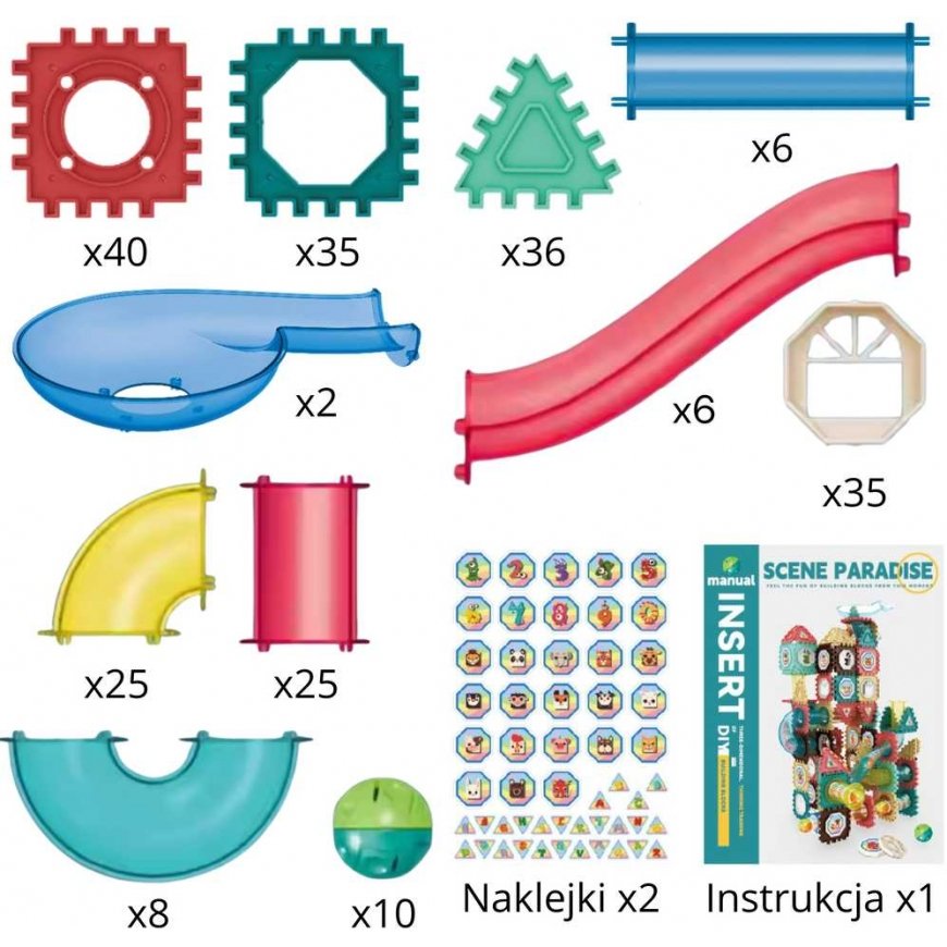 WOOPIE magnetic constructors 3D educational set for ball running, 228 pcs. – 4